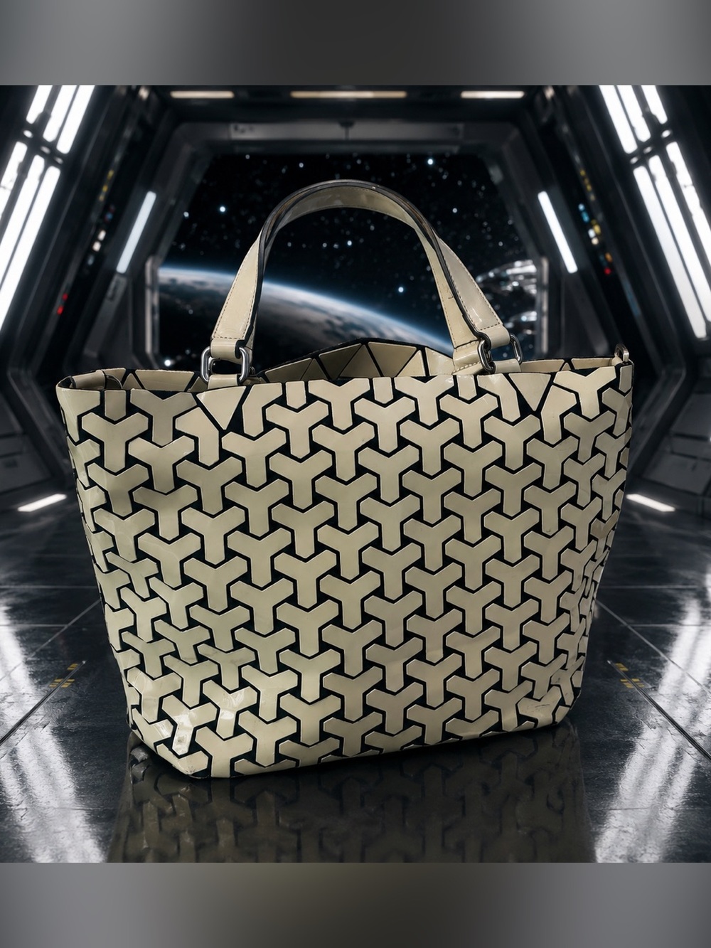 JMBags Geometric Tote Shoulder Bag – Ivory Beige